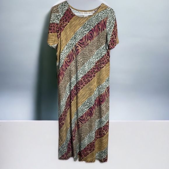 Teddi Safari Animal Print Maxi Dress Color-block Petite - Picture 1 of 10